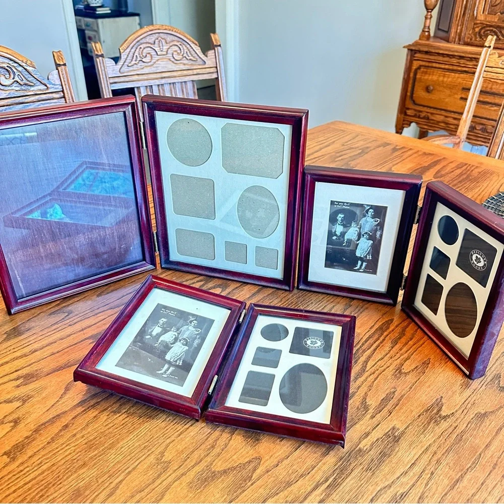 Wooden Folding Photo Frame Set in Deep Mahogany